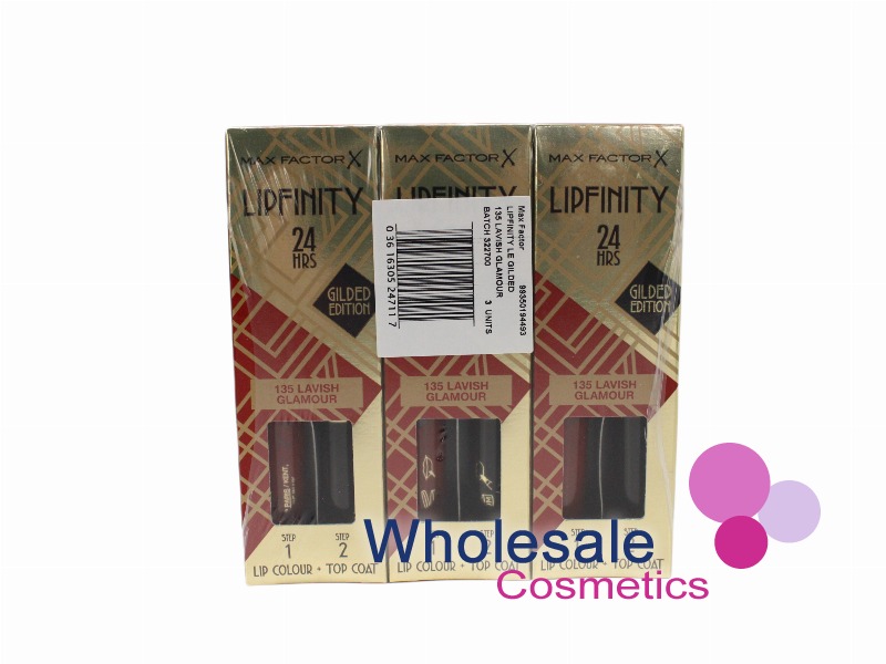 6 x Max Factor LipFinity 24H Gilded Edition Lip Colour - 135 LAVISH GLAMOUR
